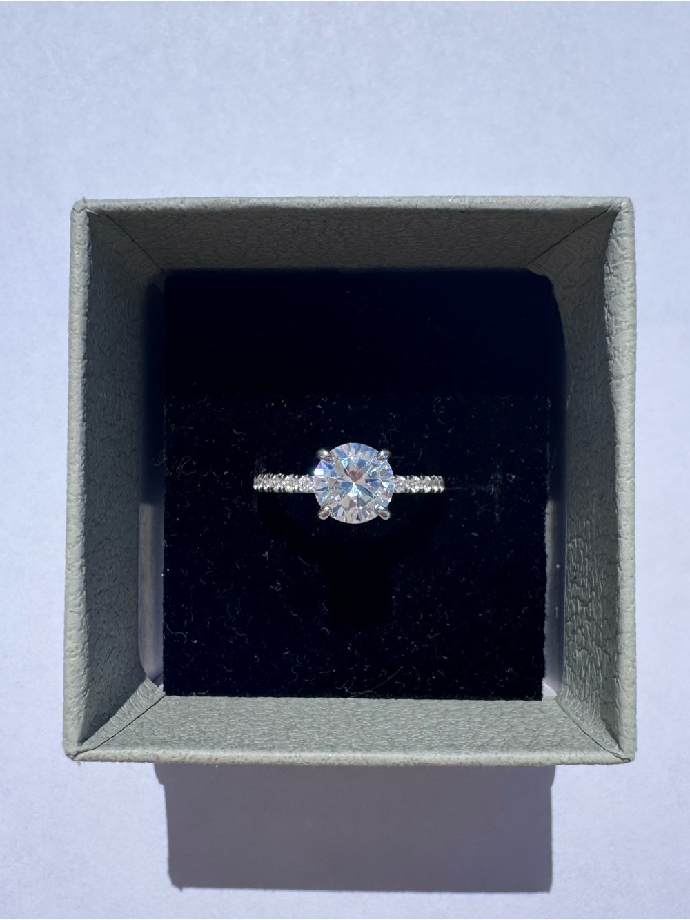 925 Sterling Silver Solitaire Round Brilliant Cut Pavé Ring
